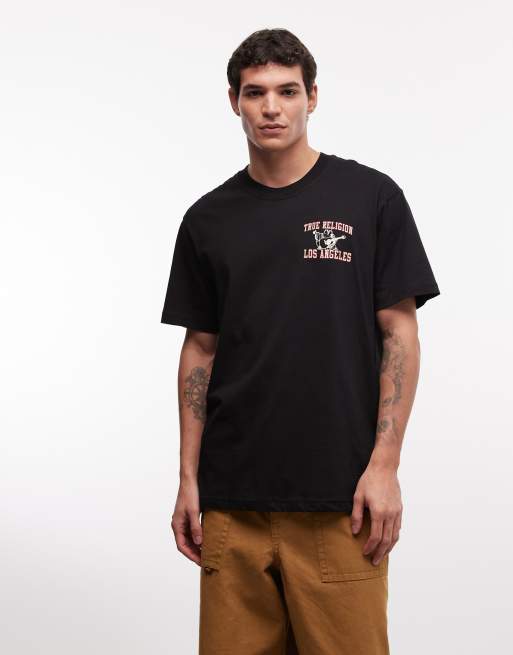 True Religion – Czarny, siateczkowy T-shirt z motywem Buddy, 3 z 5