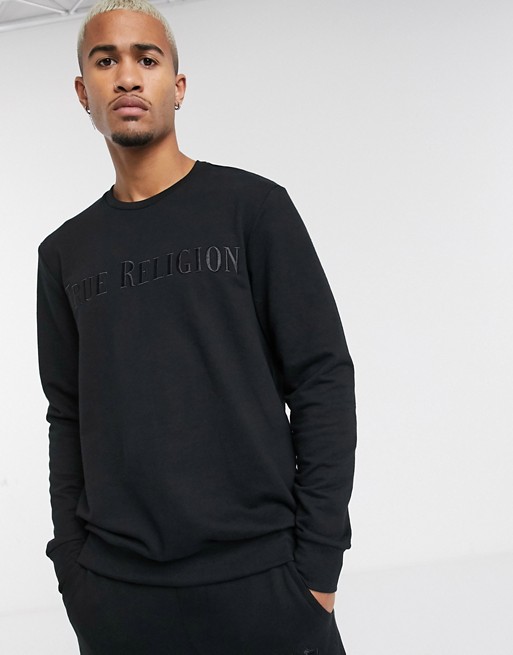 True Religion embroidered logo sweatshirt in black