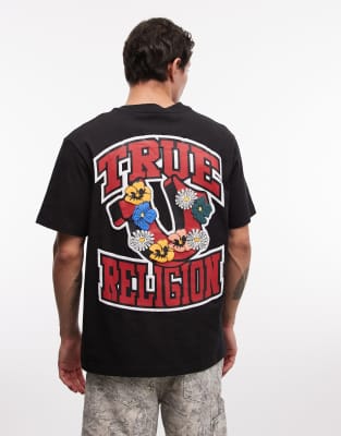 True Religion garden logo T-shirt in jet black black 16390₽