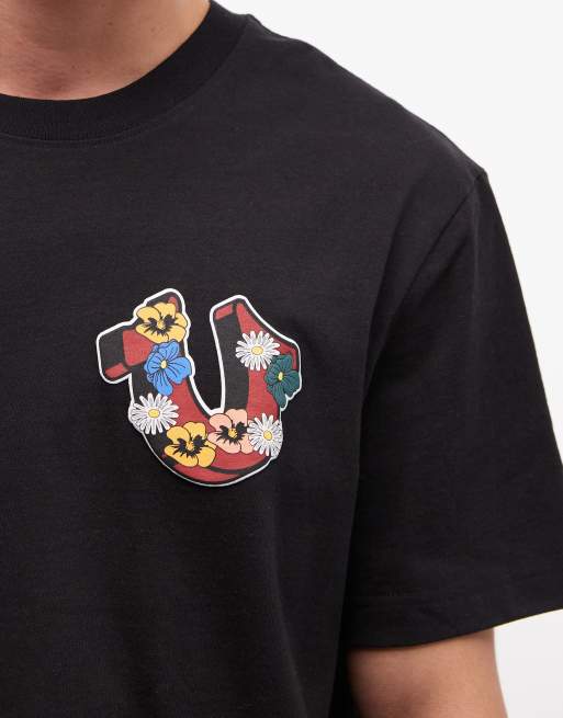 True Religion garden logo t-shirt in jet black, 4 of 5