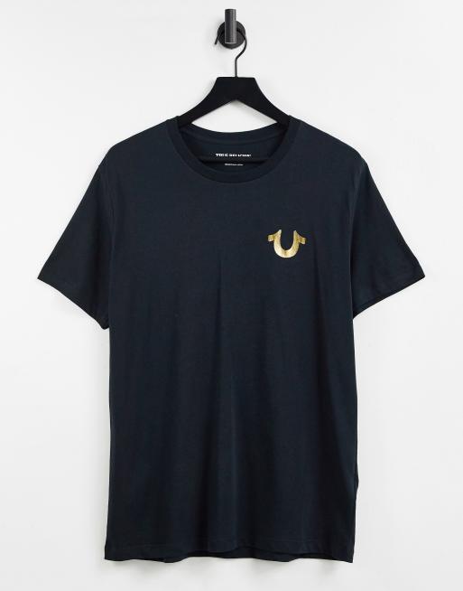 True religion black and gold store t shirt