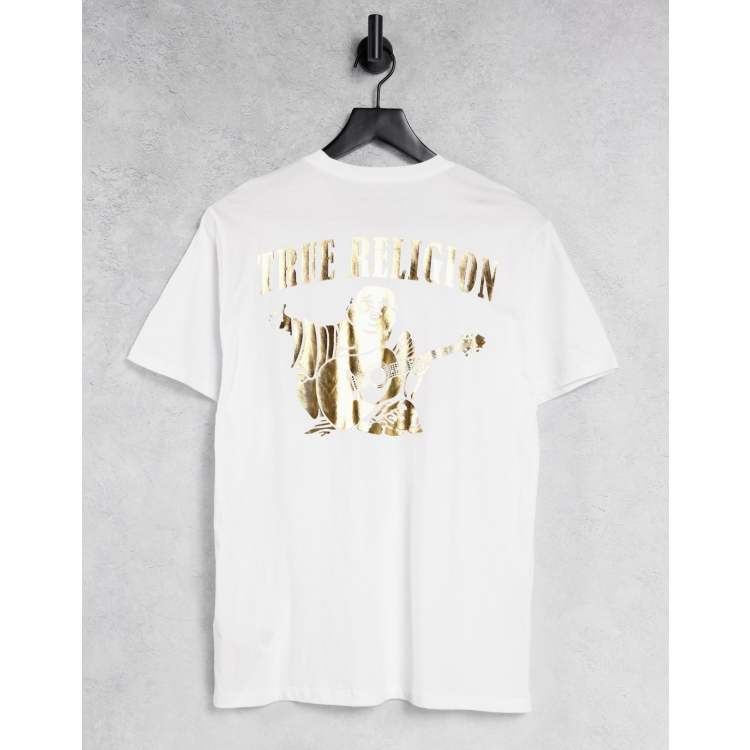 true religion white and gold t shirt