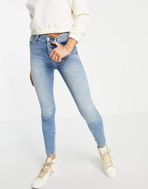 True Religion - Halle - Jeans met rechte pijpen, hoge taille en zichtbare knopen in 5am licht