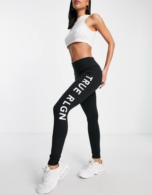 True Religion high waisted side logo legging in black | ASOS