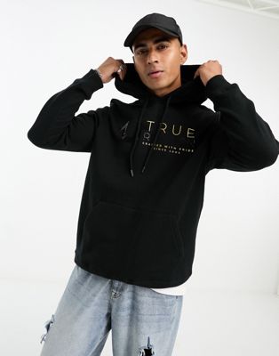 True Religion Black Luxe Sequin Logo Hoodie