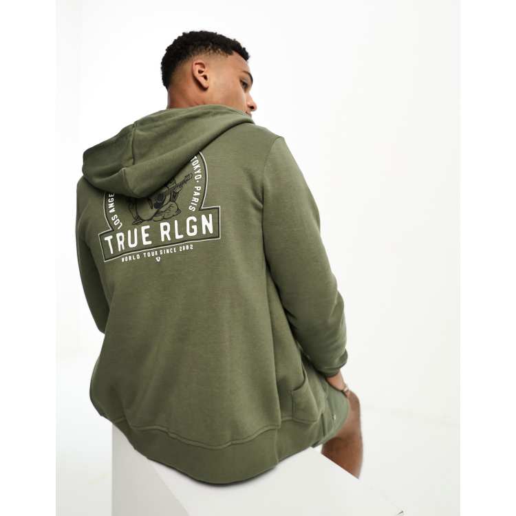 Olive green hot sale true religion hoodie