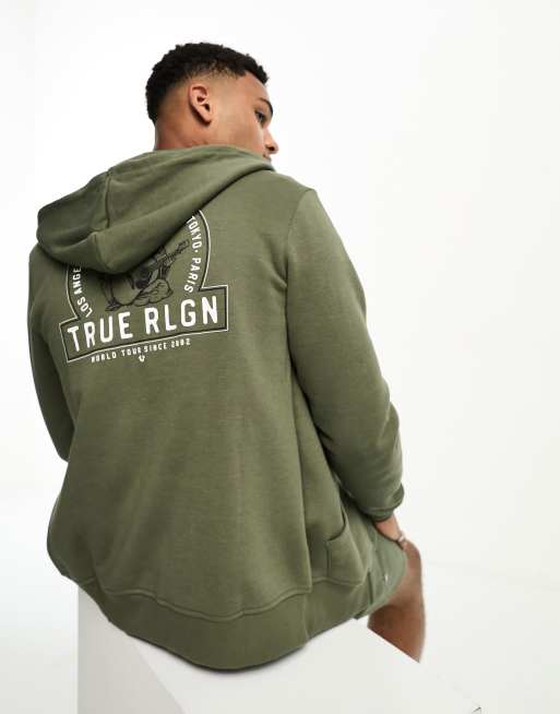 True Religion Big T Full Zip Hoodie Grey - Male - x Large