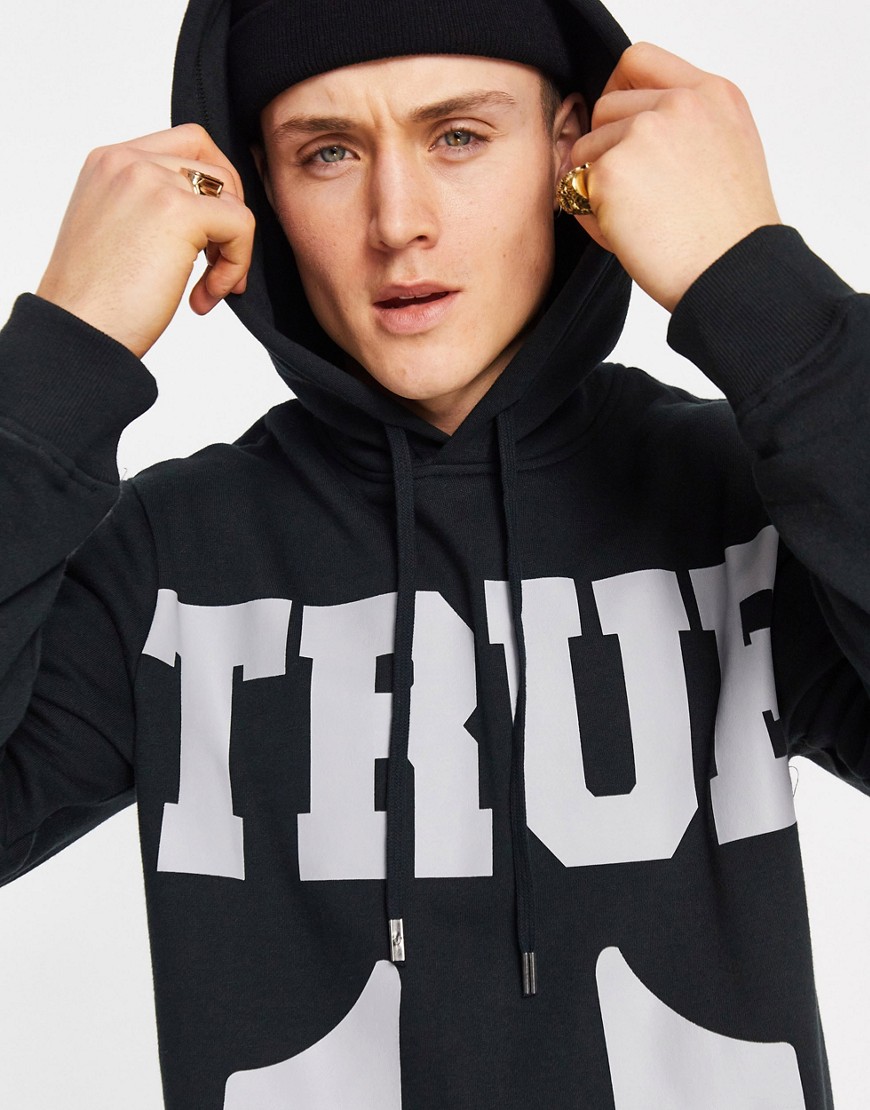 True Religion - Hoodie met groot logo-Grijs
