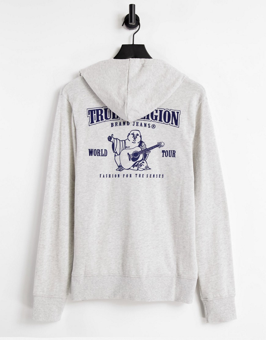 True Religion - Hoodie met klassiek logo en ritssluiting-Neutraal