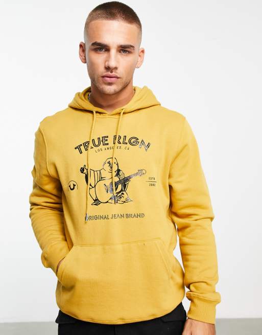 True Religion hoodie with print in gold ASOS