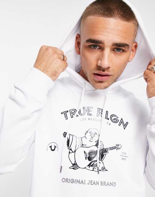 True Religion hoodie with print in white