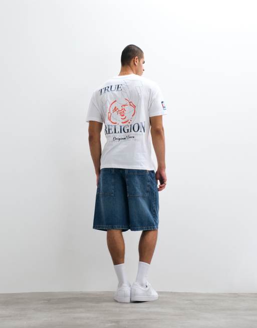 True Religion horseshoe short sleeve back graphic t-shirt in white, 4 of 5