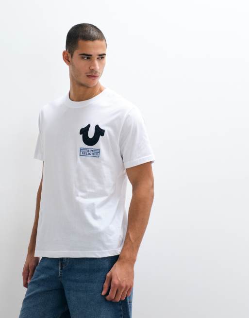 True Religion - Horseshoe - T-shirt bianca a maniche corte con grafica sul retro, 5 di 5