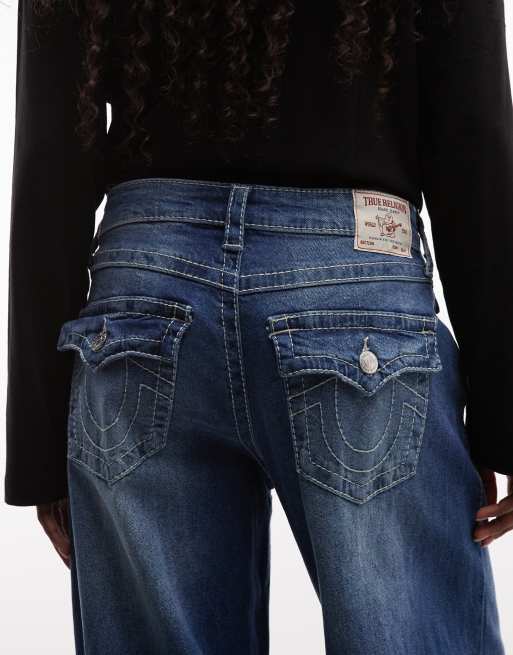 True Religion jean barrel baggy Bailey à clous western bleu délavé moyen, 4 de 5