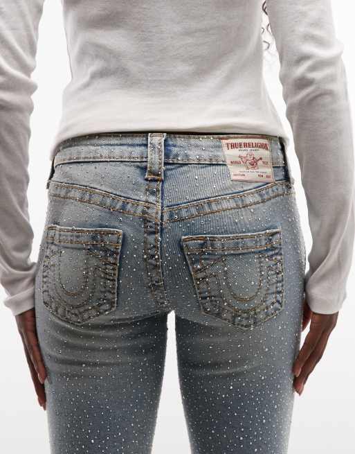 True Religion jean bootcut taille mi-haute Becca orné de strass en bleu délavé clair, 4 de 5