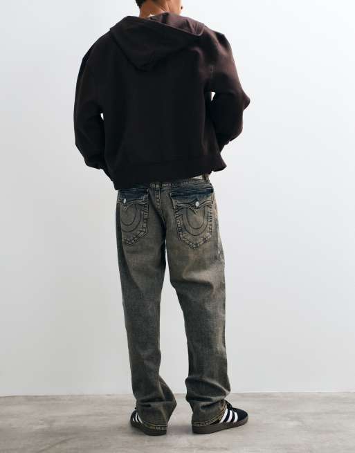 True Religion jean loose fit Bobby à poches à rabat en marron délavé, 3 de 5