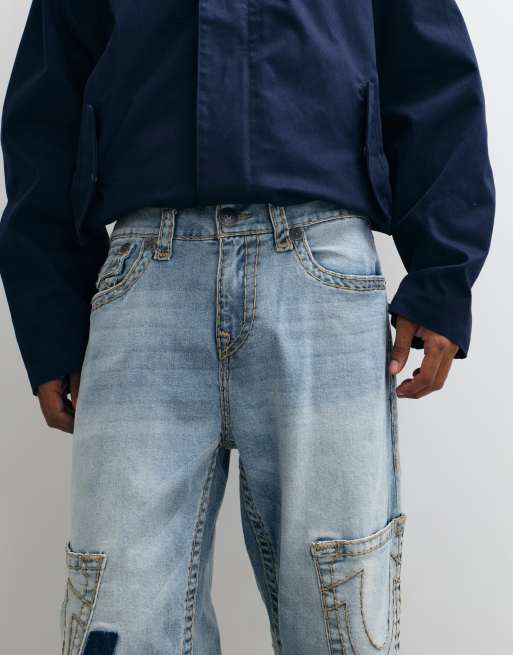 True Religion jeans loose fit Bobby Super T con tasche con patta in lavaggio chiaro blu, 5 di 5