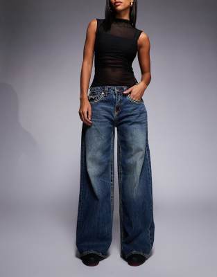 Jessie - Jean ultra baggy - Bleu foncé délavé W26