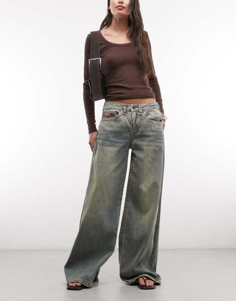 True Religion - Jessie - Super baggy jeans in blauw met stone wassing - view 1