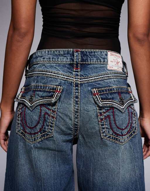 True Religion Jessie super baggy jeans in dark wash blue, 4 of 5