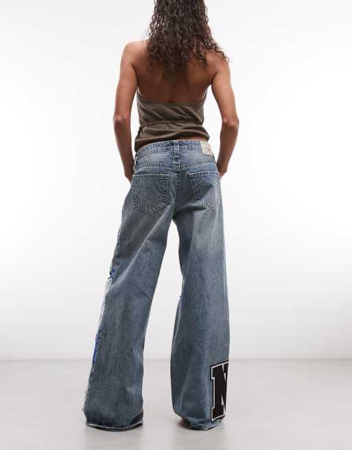 True Religion – Jessie – Super-Baggy-Jeans in hellblauer Waschung mit Aufnähern, 2 von 5