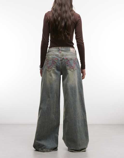 True Religion Jessie super baggy jeans in stone wash blue, 3 of 5