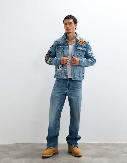 True Religion Jimmy varsity jacket co-ord in medium wash blue, 2 of 5