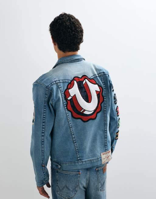 True Religion Jimmy varsity jacket co-ord in medium wash blue, 4 of 5