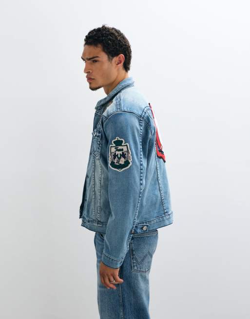 True Religion Jimmy varsity jacket co-ord in medium wash blue, 5 of 5