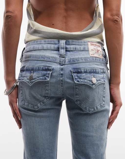 True Religion - Joey - Flared jeans met lage taille in blauw met lichte wassing, 4 van 5