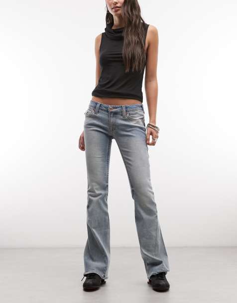 True Religion - Joey - Flared jeans met lage taille in blauw met lichte wassing - view 1