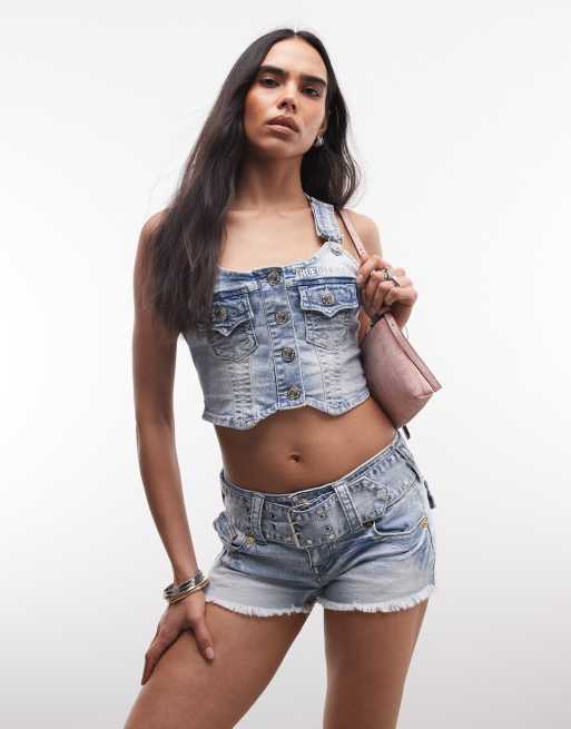 True Religion – Cropped-Jeansoberteil mit Overall-Design, Kombiteil, 3 von 3
