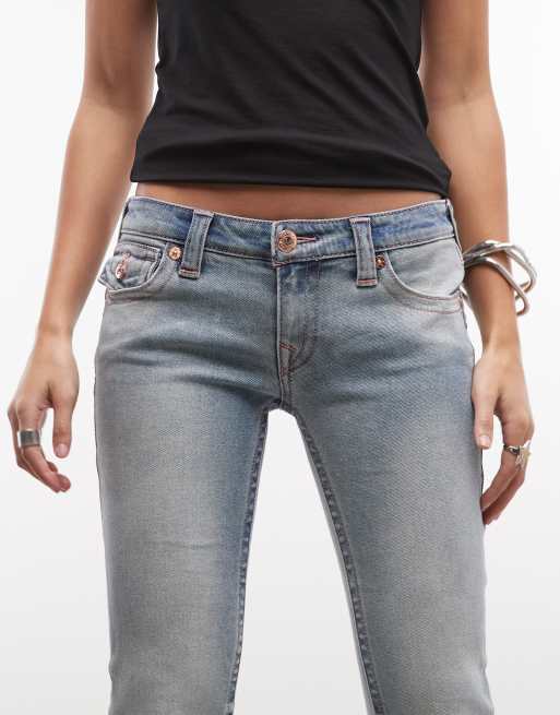 True Religion – Joey – Ljusblå, tvättade jeans med utsvängd design och låg midja, 5 av 5