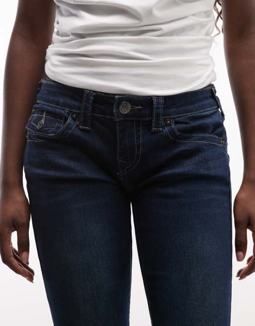 True Religion joey low rise flap pocket flare jeans in dark blue wash, 5 of 5