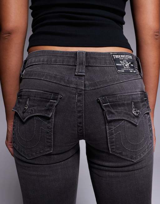 True Religion Joey low rise flare jeans with flap pocket in