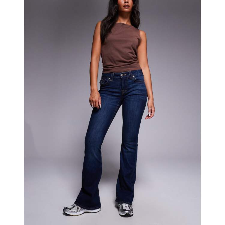 True Religion Joey mid rise flare jeans with flap pocket in indigo