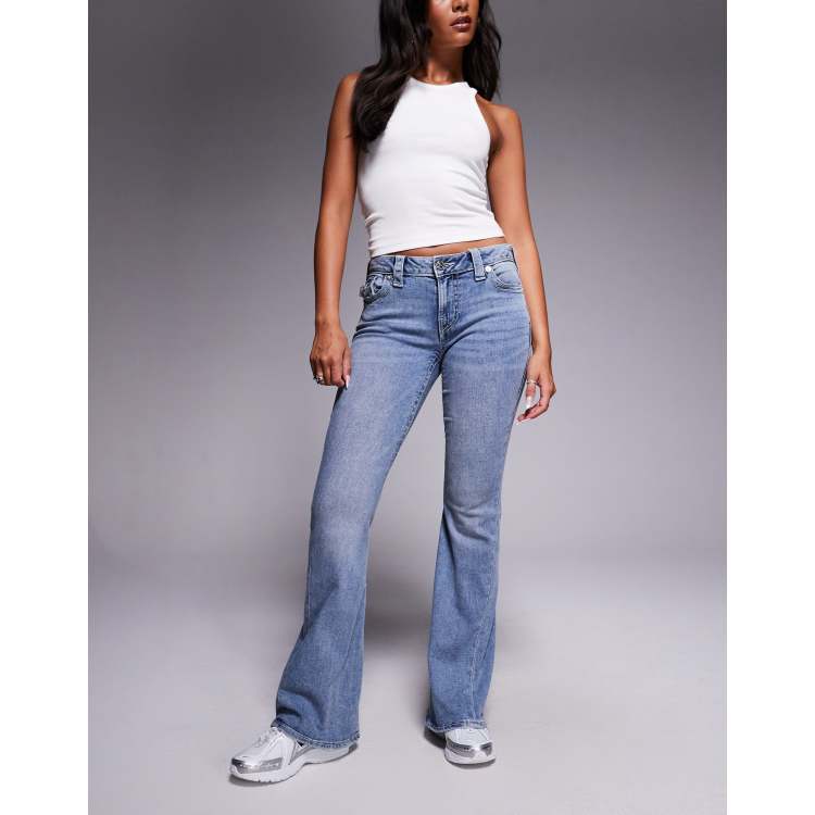 True Religion Joey mid rise flare jeans with flap pocket in light