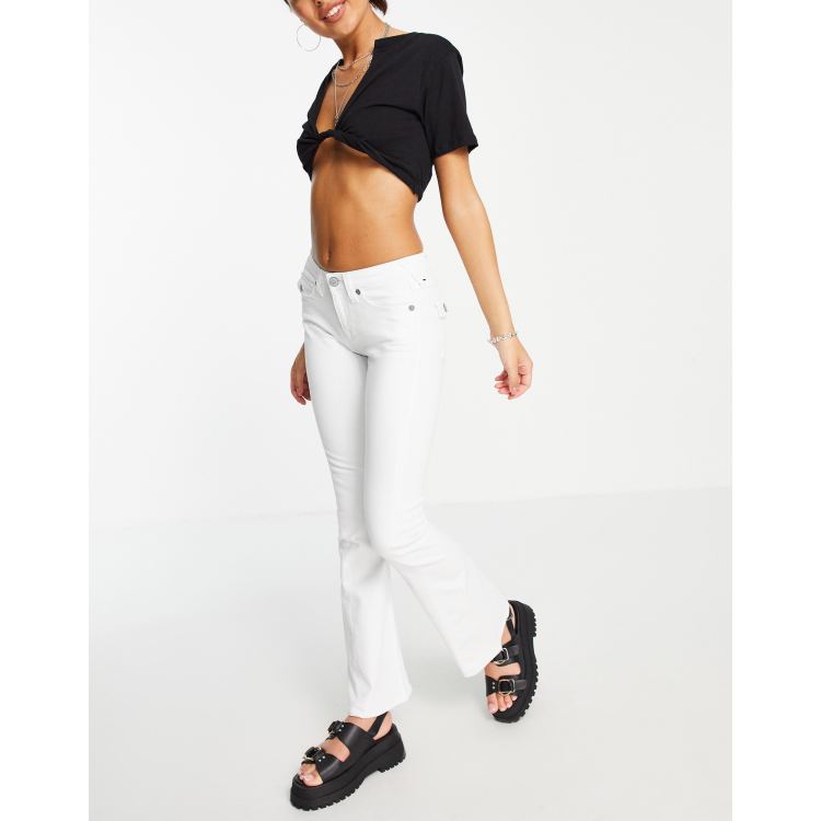 True Religion joey midrise flare fray hem jeans in optic white | ASOS