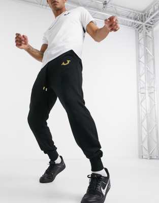 true religion black and gold joggers