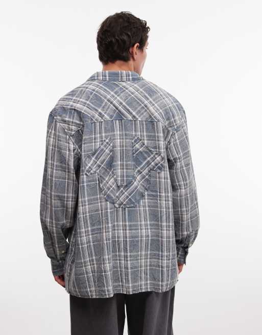 True Religion – Kariertes, langärmliges Flanellhemd in ausgeblichener Used-Optik, 3 von 5