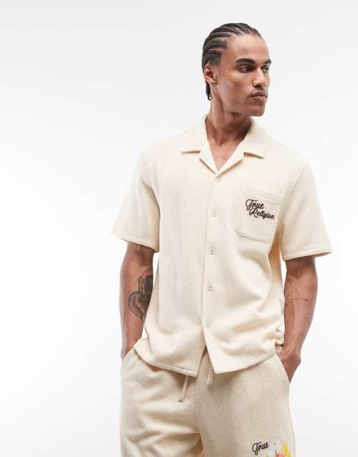 True Religion knitted blooms shirt in bleached sand (part of a set), 2 of 5