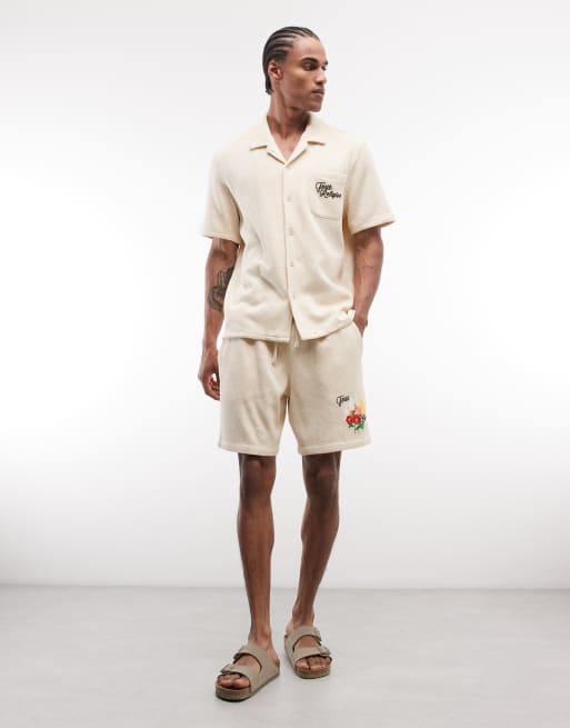 True Religion knitted blooms shirt in bleached sand (part of a set), 4 of 5