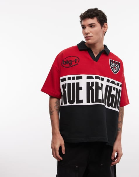 True Religion – Kolorowa koszulka polo oversize z dżerseju - view 1