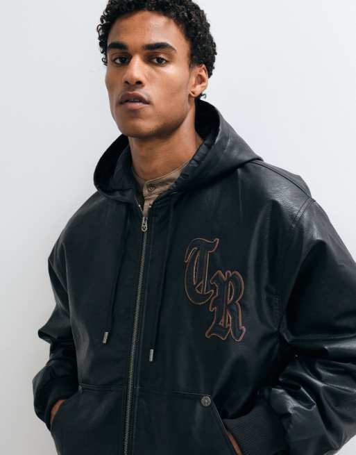 True Religion kurtka bomberka z kapturem z PU w kolorze czarnym, 3 z 5