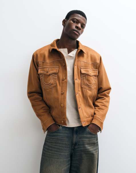 True Religion kurtka trucker oversize z ultrasuede w kolorze brązowym - view 1