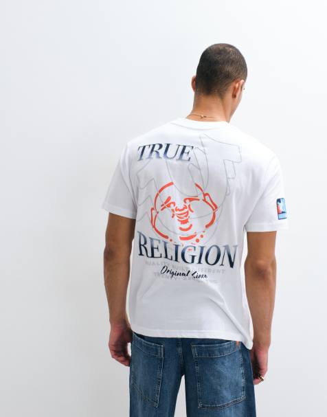 True Religion – Kurzärmliges T-Shirt in Weiß mit Hufeisen-Grafik - view 1