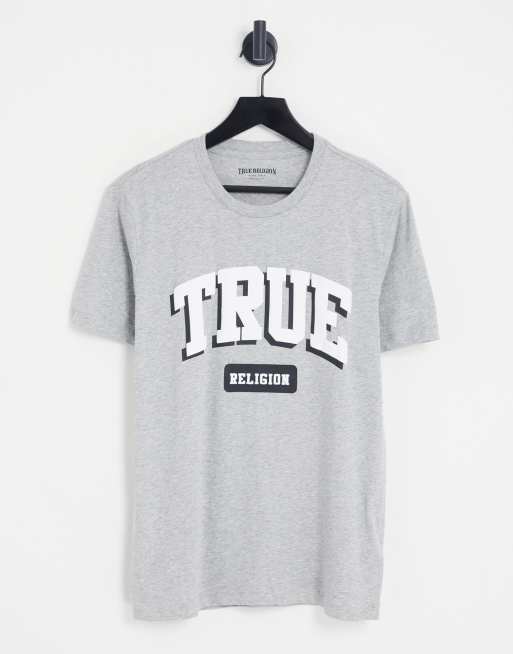 True Religion logo arch t-shirt in gray | ASOS