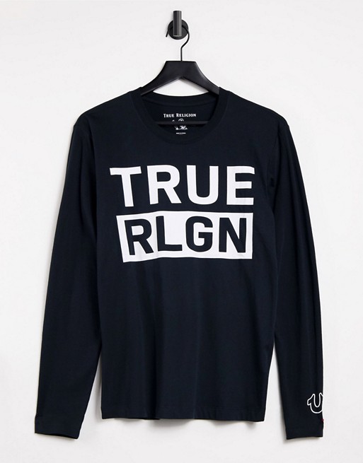 True Religion long sleeve t-shirt in black with chest logo