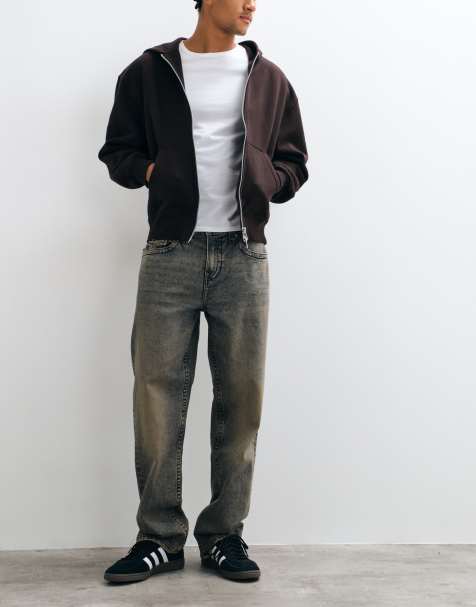 True Religion loose fit bobby flap pocket jeans in washed brown - view 1