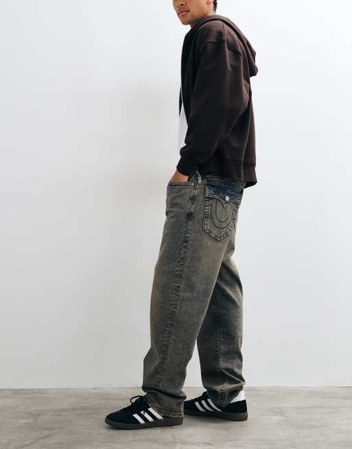True Religion loose fit bobby flap pocket jeans in washed brown, 2 of 5